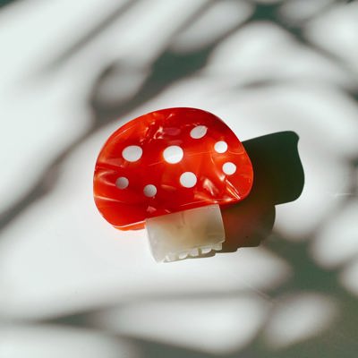 Mini Mushroom Hair Clip in Red