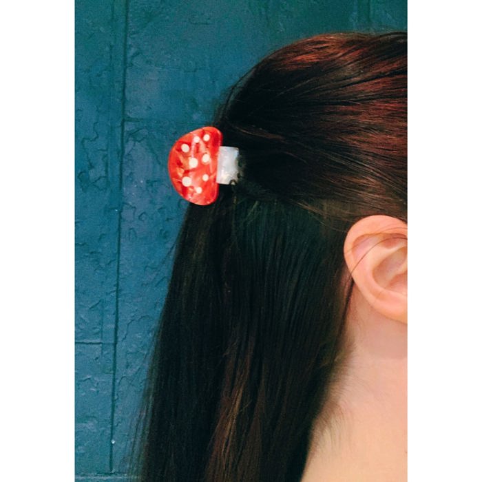Mini Mushroom Hair Clip in Red