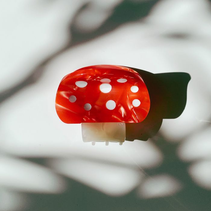 Mini Mushroom Hair Clip in Red