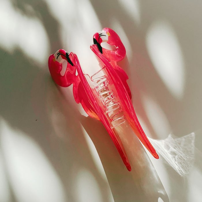 Pink Flamingo Hair Clip | Cute Strong Hold Lightweight Claw Clip Hair Accessories