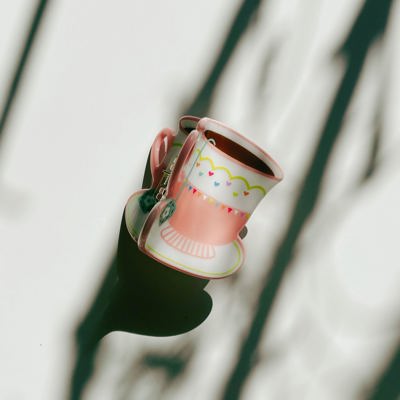 Pink Tea Cup with Heart Hair Claw | Claw Clip Hair Accessories
