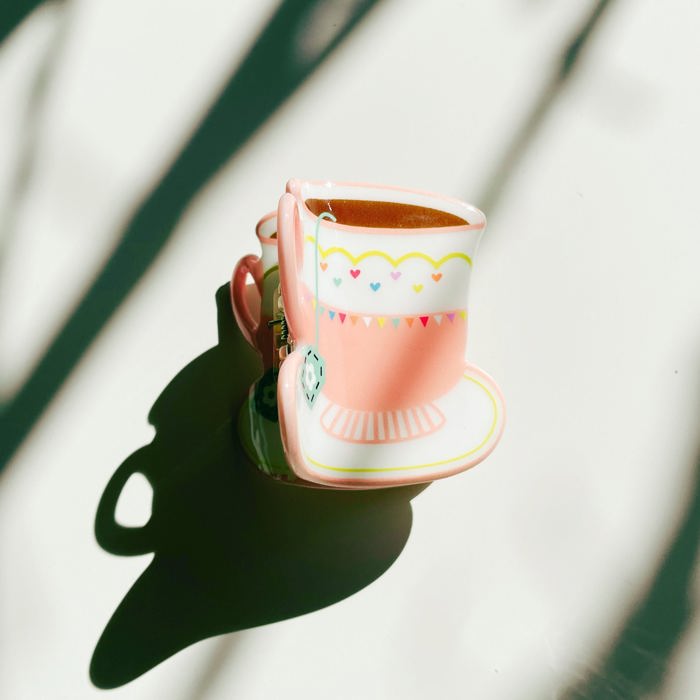 Pink Tea Cup with Heart Hair Claw | Claw Clip Hair Accessories