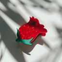  Red Rosebud Small Hair Claw | Petite Hair Clip