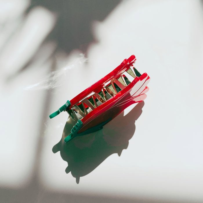 Red Rosebud Small Hair Claw | Petite Hair Clip