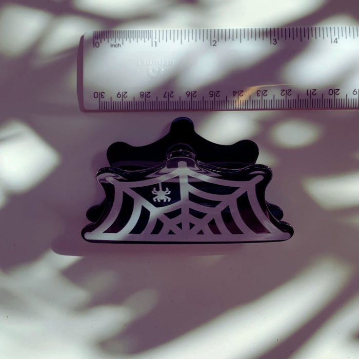 Spider and Web Mini Hair Claw | Halloween-Inspired Hair Clip