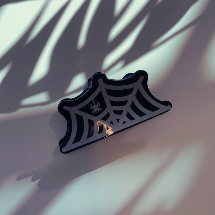 Spider and Web Mini Hair Claw | Halloween-Inspired Hair Clip