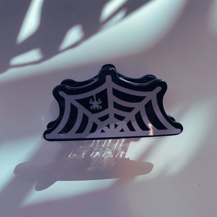 Spider and Web Mini Hair Claw | Halloween-Inspired Hair Clip