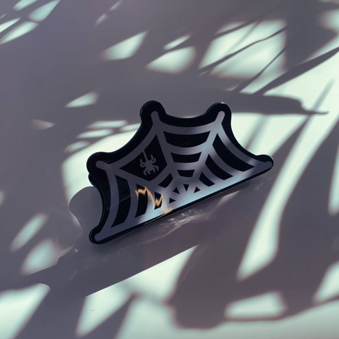 Spider and Web Mini Hair Claw | Halloween-Inspired Hair Clip