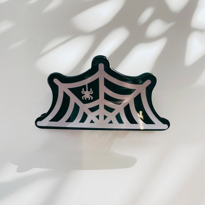 Spider and Web Mini Hair Claw | Halloween-Inspired Hair Clip