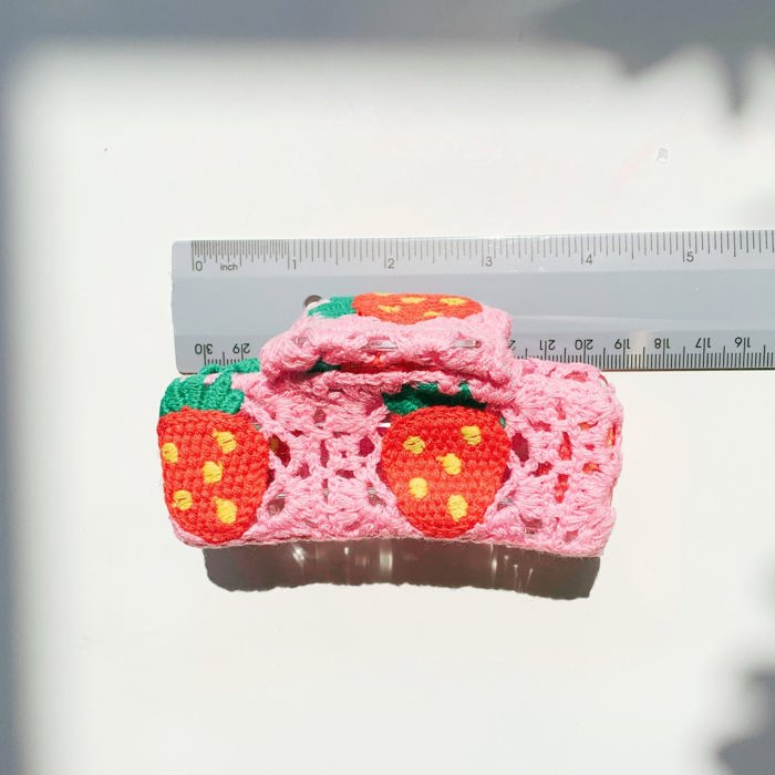 Strawberry Granny Square Hair Claw | Claw Clip Grandmothers Mothers Gift