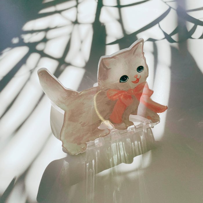 Vintage Kitten Small Hair Claw | Hair Accessories Cat Claw Clip 
