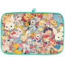  Vintage Spring Animals Drying Mat | Bunny Chick & Lamb Dish Drainer Pad | 21" x 14"