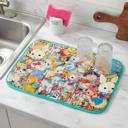  Vintage Spring Animals Drying Mat | Bunny Chick & Lamb Dish Drainer Pad | 21" x 14"