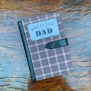  World's Best Dad Strap Journal | Gifts for Him | Plaid Vegan Leather Bound