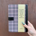  World's Best Dad Strap Journal | Gifts for Him | Plaid Vegan Leather Bound