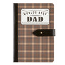 World's Best Dad Strap Journal | Gifts for Him | Plaid Vegan Leather Bound