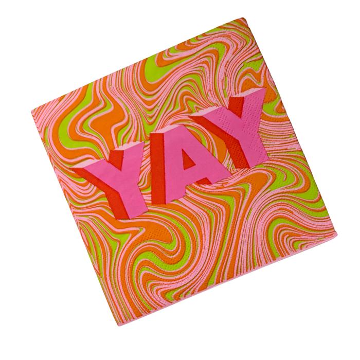 Yay Swirl Beverage Napkins | Party Cocktail Paper Napkin | 5"