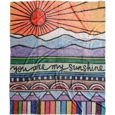 You Are My Sunshine Plush Throw Blanket | Colorful Woodburned-style Artwork Flannel Blanket | 50" x 60"