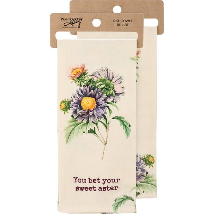 Mothers Day Flower Pun Embroidered Tea and Dish Towels | Novelty Kitchen Hand Towels