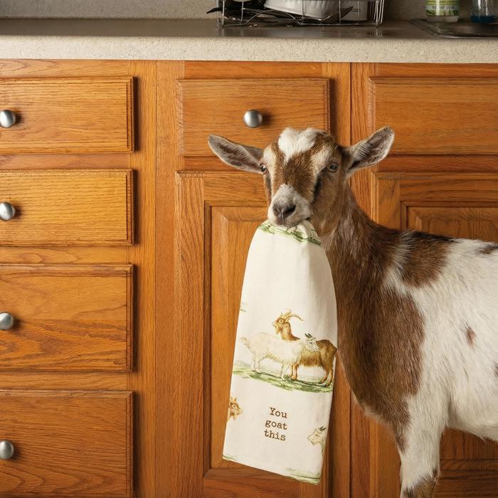 Animal Puns Embroidered Tea and Dish Towels | Linen Novelty Kitchen Towels
