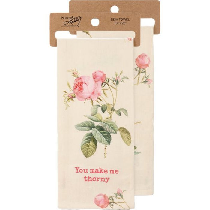 Mothers Day Flower Pun Embroidered Tea and Dish Towels | Novelty Kitchen Hand Towels