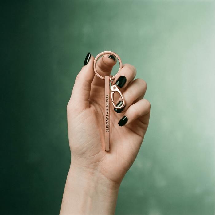 Gold Bar Skinny Keychains - Metal Quote Key Holder