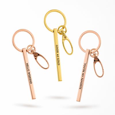 Gold Bar Skinny Keychains - Metal Quote Key Holder