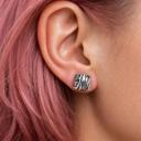 Zebra Stripes Square Stud Earrings | Black and White Bold Animal Print Jewelry