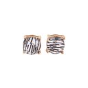  Zebra Stripes Square Stud Earrings | Black and White Bold Animal Print Jewelry