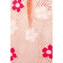  Hippie Boho Knitted Flower Tote | Floral Print Soft Shoulder Bag in Groovy Pink