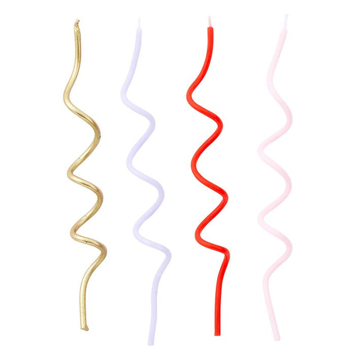 Mod Party Swirl Cake Candles - 16 Pieces | Skinny Birthday Candles 5.5 Tall"
