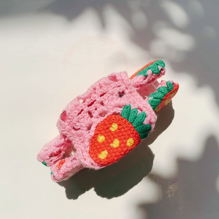 Strawberry Granny Square Hair Claw | Claw Clip Grandmothers Mothers Gift