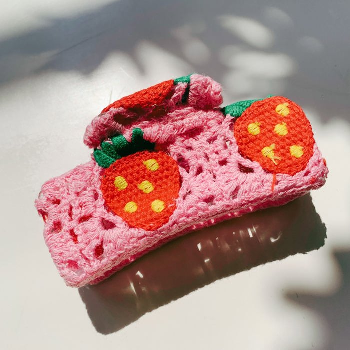 Strawberry Granny Square Hair Claw | Claw Clip Grandmothers Mothers Gift