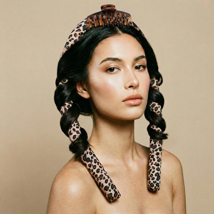Cheetah Heatless Roller Set | 4-Piece Hair Curler Set  | Hair Accessories
