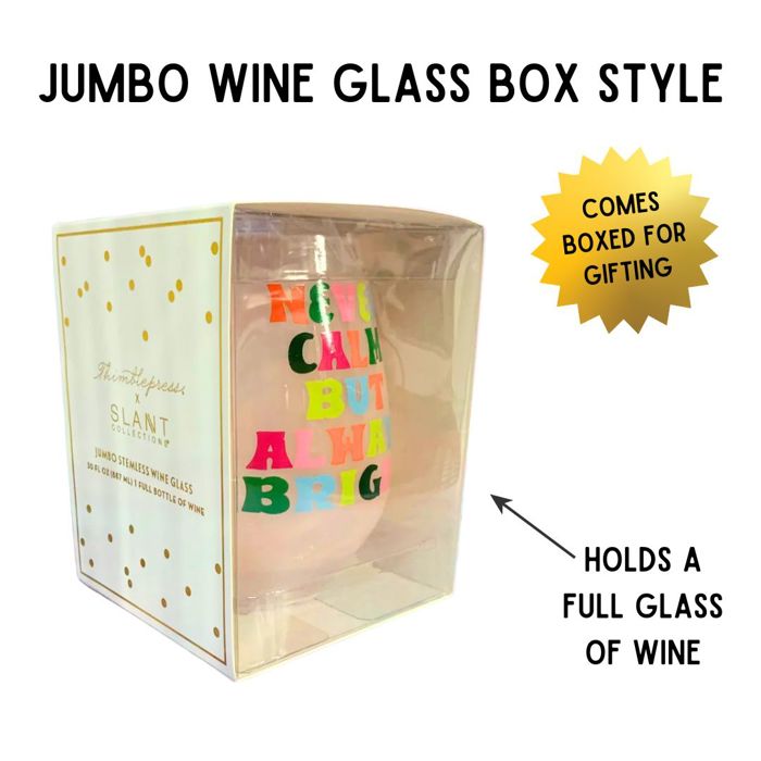 Cute Ghost "I Be Creepin" Jumbo Stemless Wine Glass in Iridescent | 30 Oz. | Holds an Entire Bottle of Wine