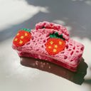  Strawberry Granny Square Hair Claw | Claw Clip Grandmothers Mothers Gift