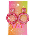  Yay Acrylic Party Earrings | Glitter Novelty Drop Earrings | 2.5" x 4.5"
