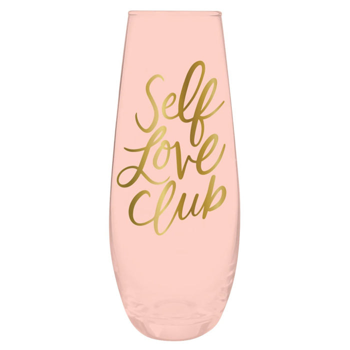 Self Love Club Stemless Champagne Flute Glass in Tinted Pink | Barware Girls Party