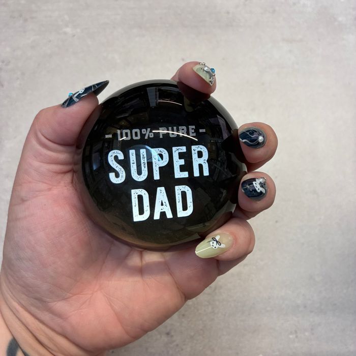 100% Pure Super Dad Glass Dome Paperweight In a Gift Box | Dad Gift, Father, Stocking Stuffer