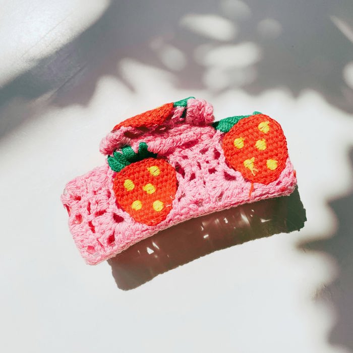 Strawberry Granny Square Hair Claw | Claw Clip Grandmothers Mothers Gift