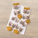 Yellow Sheer Cat Lover Socks Available in Yellow Green Red or Black [Fits Women's Size 5-9]