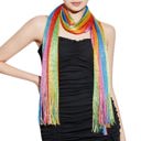  Shimmer Mesh Pride Scarf Wrap in Rainbow Stripe | Unisex Summer Shawl LGBTQ Pride