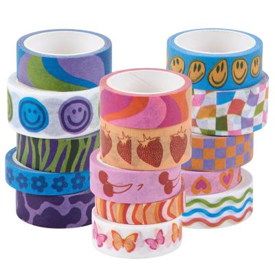 Retro Washi Tapes Set | 80's Smiley Heart Craft Scrapbooking Tapes