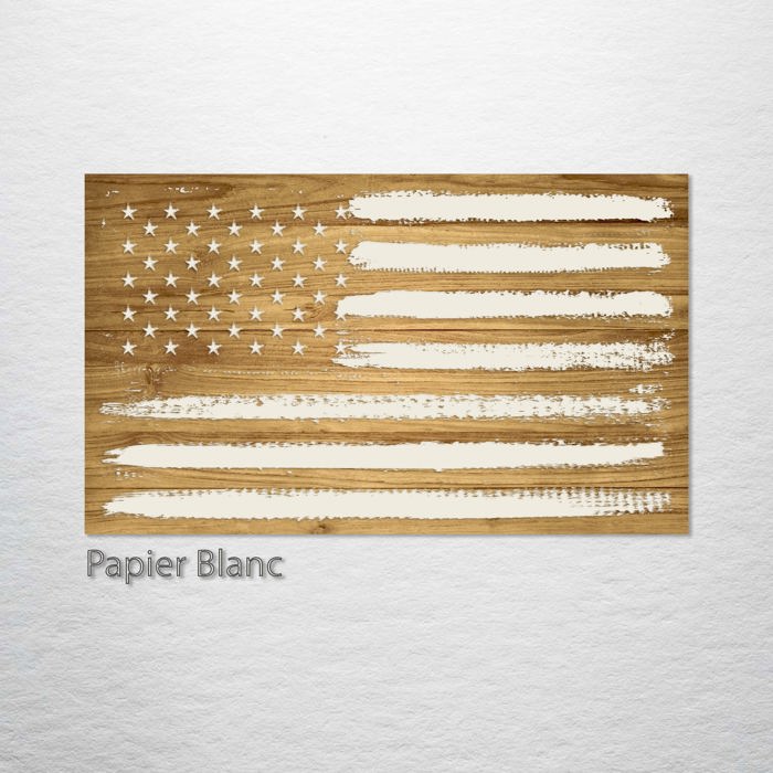Wooden Engraved American Flag