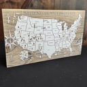  Wooden Engraved United States National Parks Map