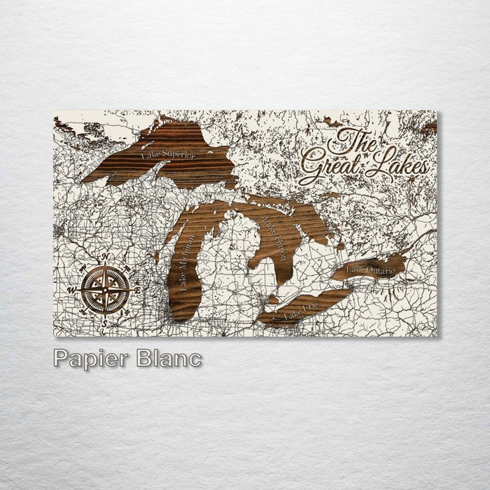Wooden Engraved Great Lakes Street Map