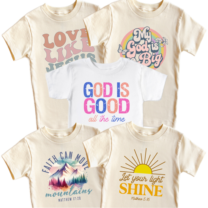 Trendy Scripture Faith Tees, Christian Baby Toddler Youth Adult Shirts