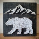  DIY String Art bear & Mountains, Home Décor, Relaxing Craft, wall hanging, shelf art