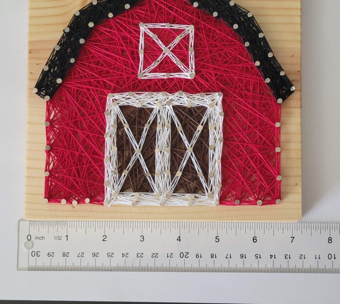 DIY String Art Country Barn Kit, Farmhouse Décor, Relaxing and Fun Craft, wall hanging, shelf art. Gift Idea! Activity for kids, teens & adults.