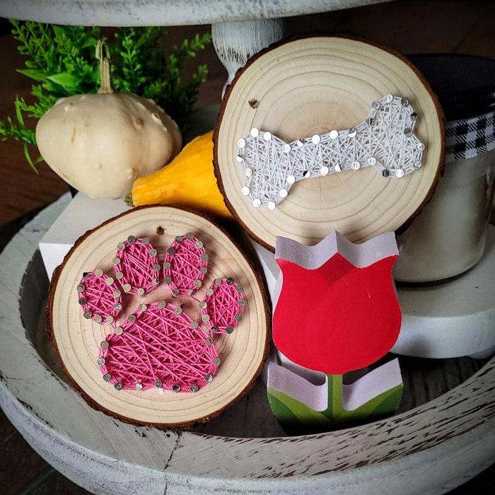 DIY String Art Kits for Dog Lovers! 4 pattern options: Dog face, Dog silhouette, Bone and pawprint. Crafts for Kids, Teens and Adults. Fun Family Activities. DIY Crafts!